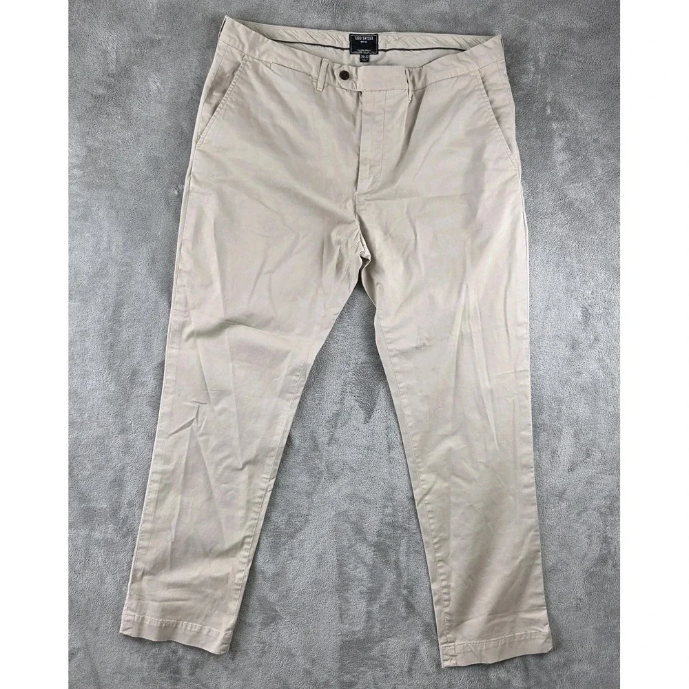 Todd Snyder Beige Cotton Blend Stretch Chino Extended tab Pant Mens 36X32